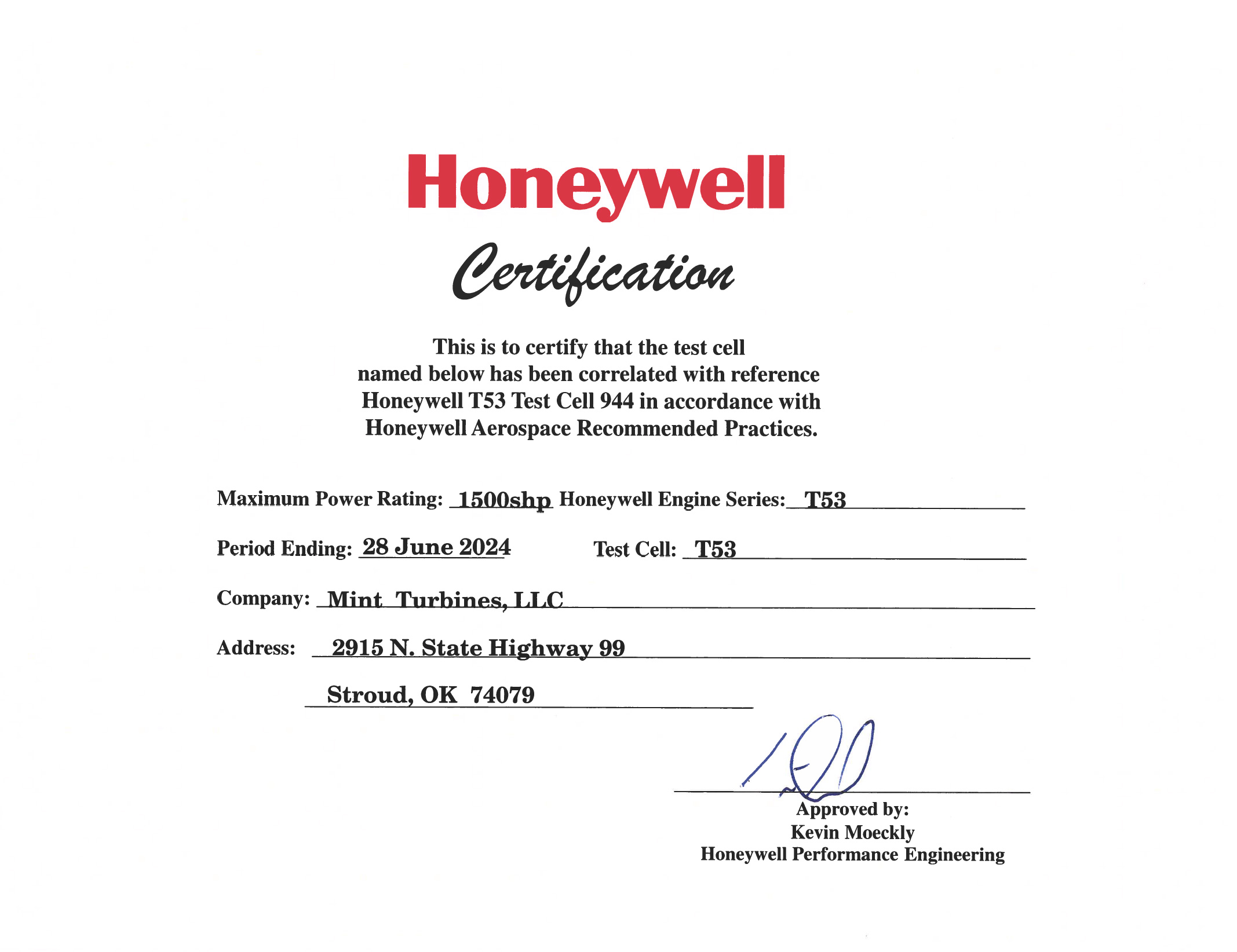 Certifications Mint Turbines
